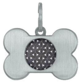 elegant Grått Mosaic-blomman av livet Tile mönster Namnbricka Husdjur