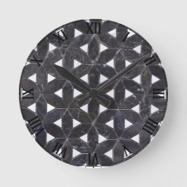 elegant Grått Mosaic-blomman av livet Tile mönster Rund Klocka