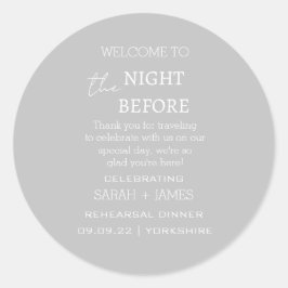 Elegant Grått natten före Bröllop Tack Runt Klistermärke