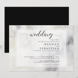 Elegant Grått och Blek Guld Mjuka moln Inbjudningar