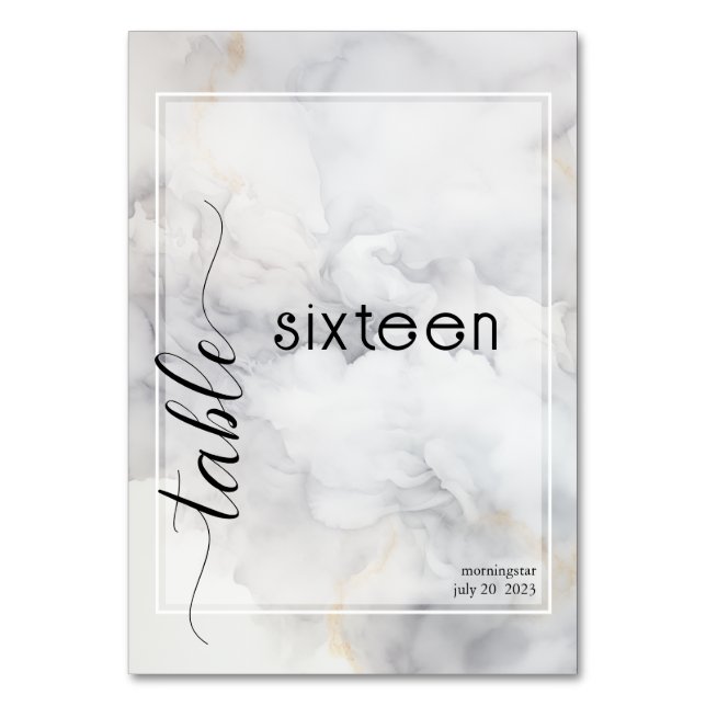 Elegant Grått och Blek Guld Soft Cloud Bordsnummer (Framsidan)