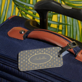 Elegant Grått och Guld ananas Personlig Bagagebricka
