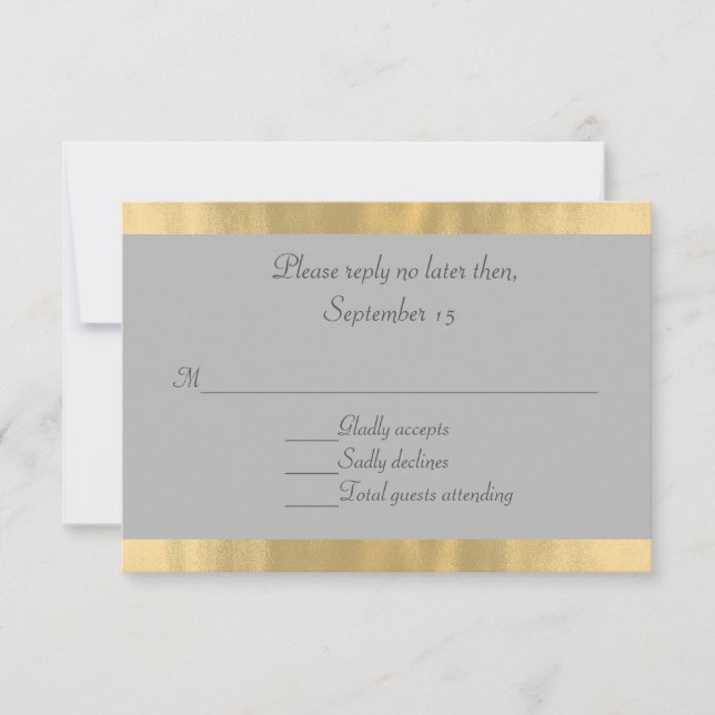 Elegant Grått och Guld Bröllop OSA-kort OSA Kort (Framsida)