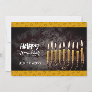 Elegant Grått och Guld Hanukkah Chanukah Menorah Inbjudningar