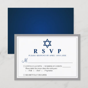 Elegant Grått och marinblå Pub Mitzvah OSA Kort