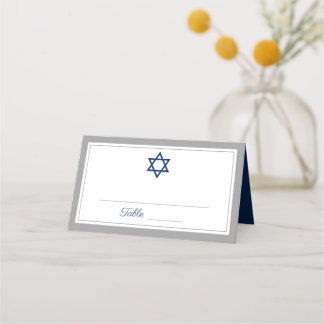 Elegant Grått och marinblå Pub Mitzvah Placeringskort