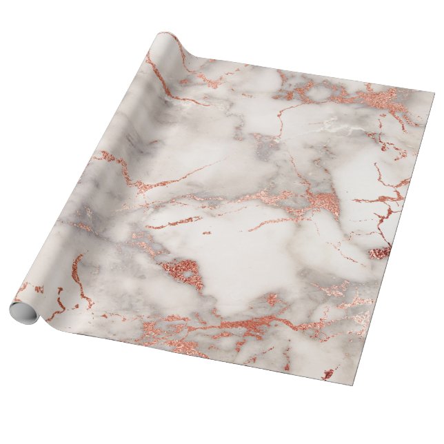 elegant grått och ro guld marmor, effekt presentpapper (Utrullad)