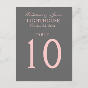 Elegant Grått och Rosa Bröllop Bordsnummer Card