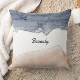 Elegant Grått och Rosa Personlig Vatten Färg Kudde