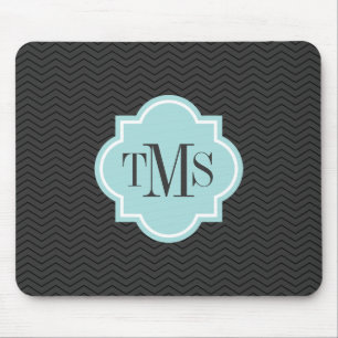 Elegant grått och teve 3 brev monogram musmattor