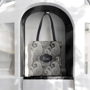 Elegant Grått Paisley Monogrammed Tygkasse