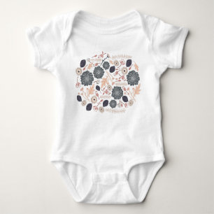 Elegant Grått Peach Blommigt Design Baby T Shirt