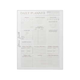 Elegant Grått Personlig Daily Planner Anteckningsblock