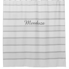 Elegant Grått Rand, Family Namn Shower Curtain