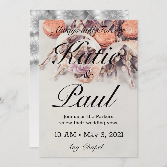 Elegant Grått Ro bröllopsinbjudan Inbjudningar (Fram/baksida)