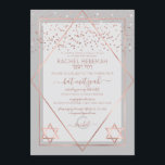 Elegant Grått Ro Guld Konfetti Gräns Bat mitzvah Inbjudningar<br><div class="desc">Denna elegant och moderna Bat mitzvah inbjudan är idealisk för ett klassligt och formellt evenemang. Den har en faux tryckt glatt ro guld glitter konetti sprinklad över en tunn geometrisk diamant och rektangulär gräns med en mörk grått tjockt gräns under och lätt grått fyllning bredvid ro guld stjärnor av David....</div>