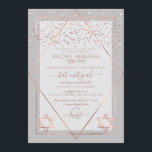 Elegant Grått Ro Guld Konfetti Gräns Bat mitzvah Inbjudningar<br><div class="desc">Denna elegant och moderna Bat mitzvah inbjudan är idealisk för ett klassligt och formellt evenemang. Den har en faux tryckt glatt ro guld glitter konetti sprinklad över en tunn geometrisk diamant och rektangulär gräns med en mörk grått tjockt gräns under och lätt grått fyllning bredvid ro guld stjärnor av David....</div>