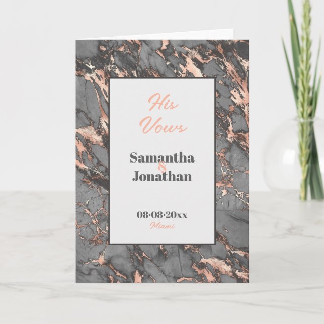 Elegant Grått Rosa Marble Bröllop hans visitkort Tack Kort (Framsida)