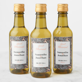 Elegant Grått Rosa Marble Bröllop Vinetikett