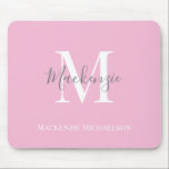 Elegant Grått Rosa Personlig Monogram Namn Musmatta<br><div class="desc">Elegant Grått Rosa Personlig Monogram Namn Mouse Pad</div>