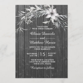 Elegant grått rustik. Blommigt bröllop Inbjudningar