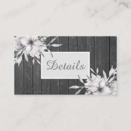 Elegant grått-rustik. Information om bröllop Tilläggskort