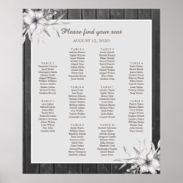 Elegant grått-rustik. Poster av sittplatsplan för