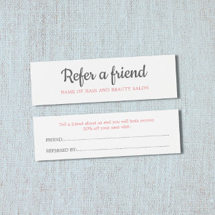 Elegant Grått Salmon Beauty Salon ReferrCard Litet Visitkort