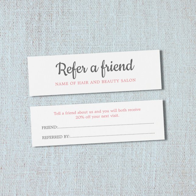 Elegant Grått Salmon Beauty Salon ReferrCard Litet Visitkort (Skapare uppladdad)