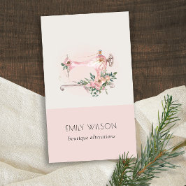 Elegant Grått Sewing Maskin Blommigt Tailor Visitkort