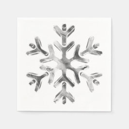 Elegant Grått Silver Snowflake Winter Party Napkin Pappersservett