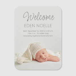 Elegant Grått-skriptannonseringsfoto Baby Magnet