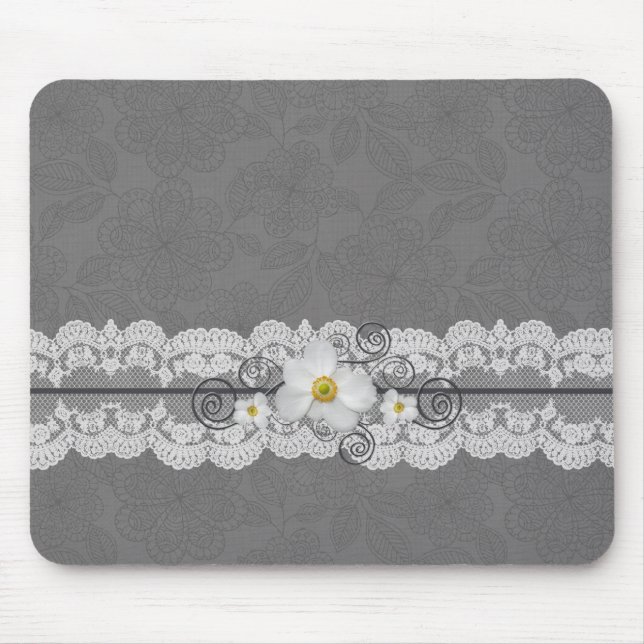 Elegant Grått Snöre Mousepad Musmatta (Framsidan)