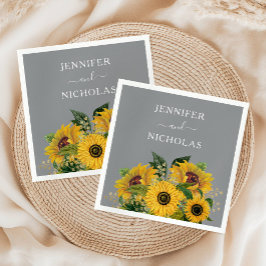 Elegant Grått Solblommor Bröllop Pappersservett