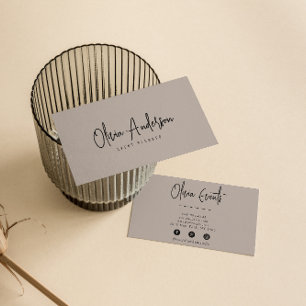 Elegant Grått Taupe Minimalist Boho Chic Modern Visitkort