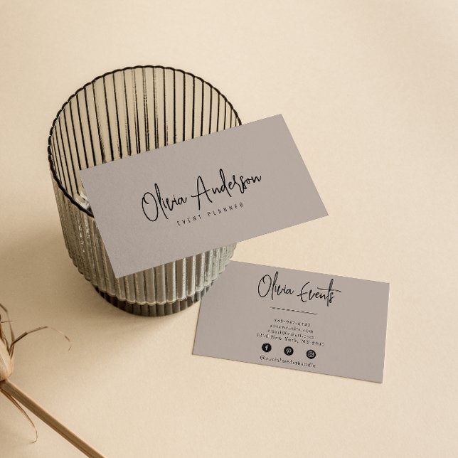 Elegant Grått Taupe Minimalist Boho Chic Modern Visitkort (Skapare uppladdad)