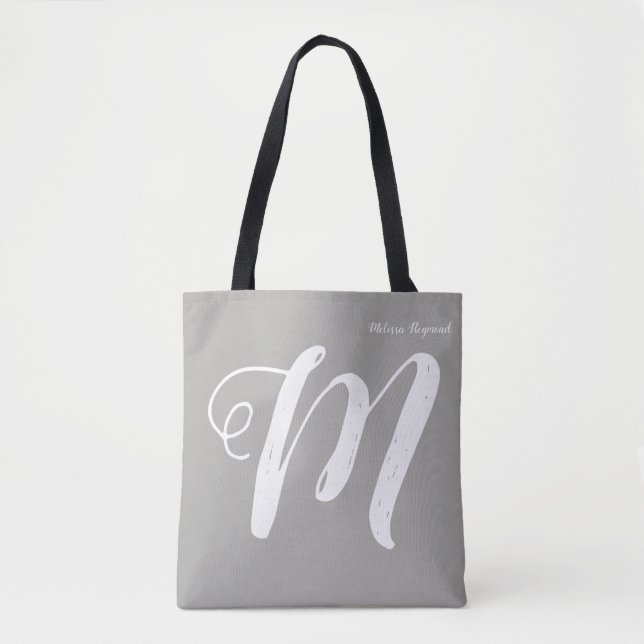 elegant grått till påsen med monogram tygkasse (Framsida)