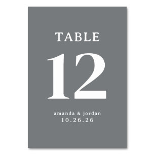 Elegant grått typografiskt bordskort