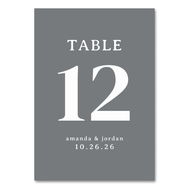 Elegant grått typografiskt bordskort (Framsidan)