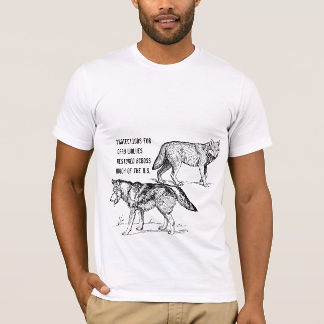 Elegant grått-vargar skriver ut svartvit text för  t shirt (Framsida)