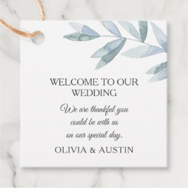 Elegant grått vattenfärgsblad. Botaniska bröllop Gåvor Etiketter