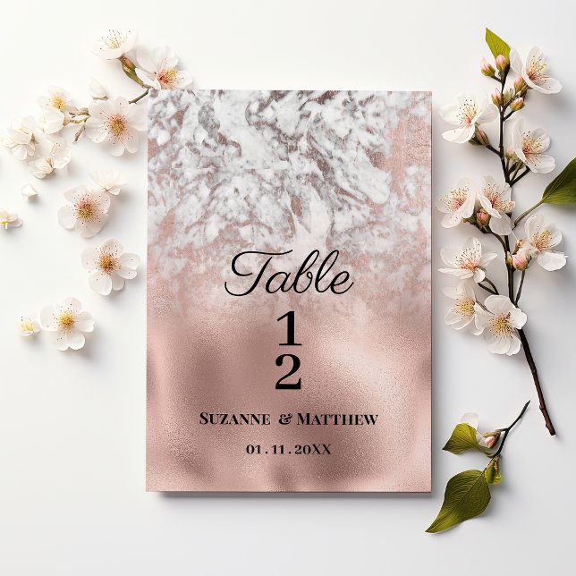 Elegant grått vit ros guld marble Bordsnummer (Elegant gray white rose gold marble Table Numbers)