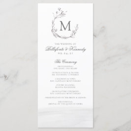 Elegant Grått Vit vattenfärg Utandning Bröllop Program