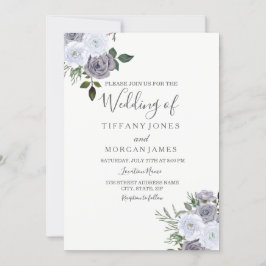 Elegant Grått White Blommigt Ro bröllopsinbjudan Inbjudningar