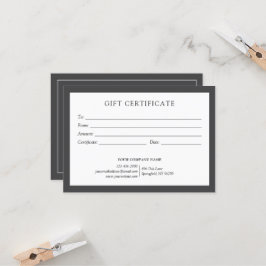 Elegant Grått White Business Gift Certificate Logo