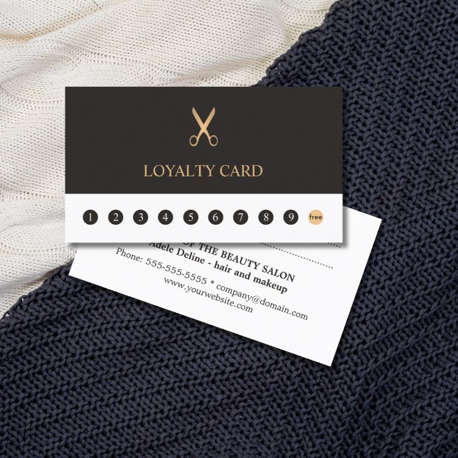 Elegant Grått White Faux Guld Saxor Loyalty Card Lojalitetskort (Skapare uppladdad)