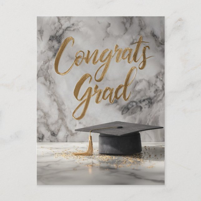 Elegant "Grattis examen" med examenshatt Vykort (Framsida)