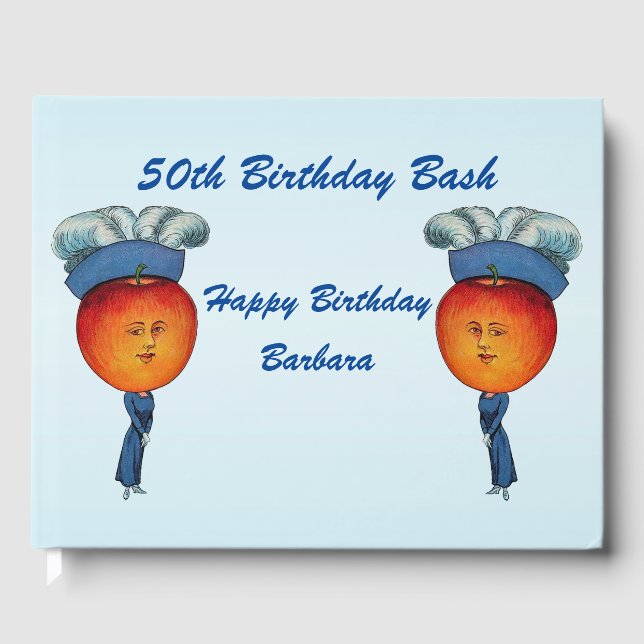 Elegant Grattis på födelsedagen Dam Äpple huvud Fi Gästböcker (Framsida)