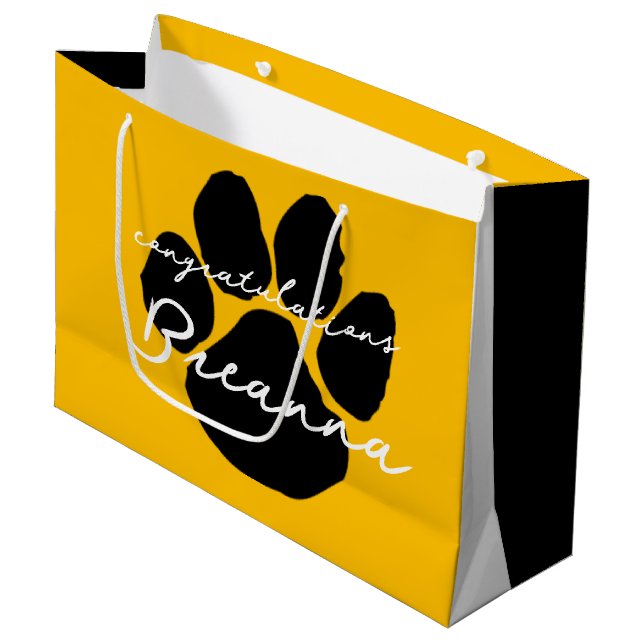 Elegant Grattis Pawprint Guld & Black (Framsidan Vinklad)