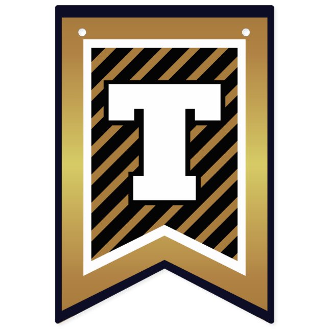 Elegant GRATTISS Black och Faux Guld Vimplar (Elfte flaggan)